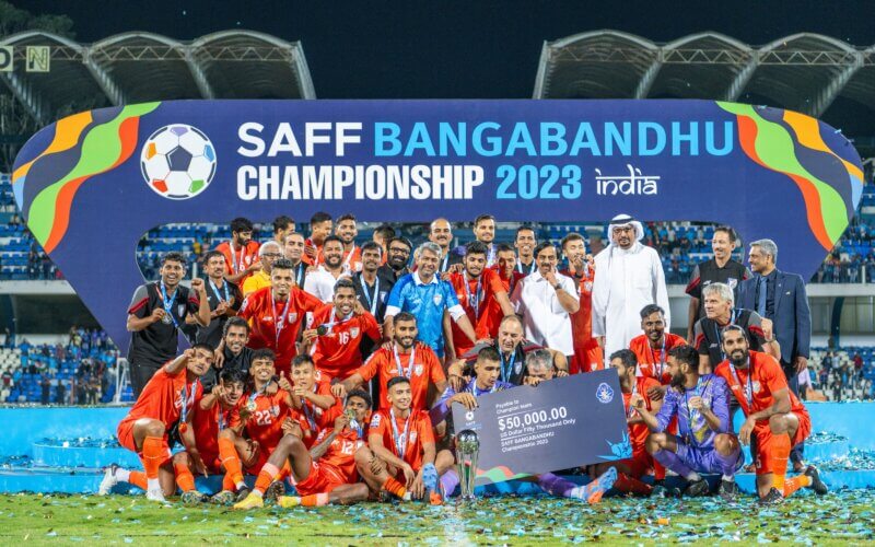 India after winning the SAFF Championship held in Bengaluru, 2023